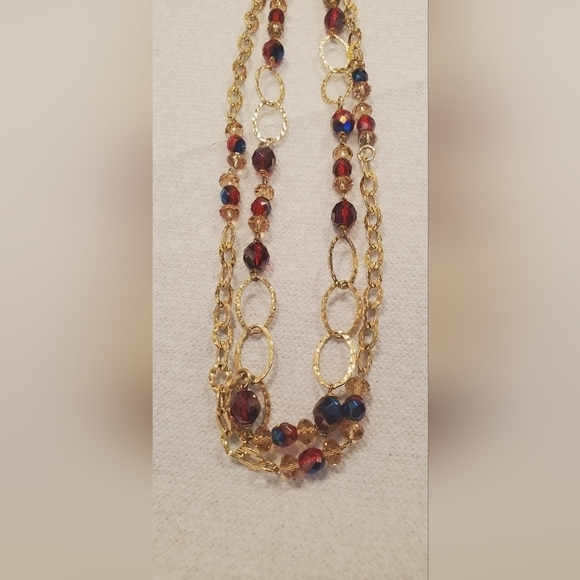 Long Double Layered Multigem Stone Necklace.  Very dressy 🌴 - Picture 7 of 8